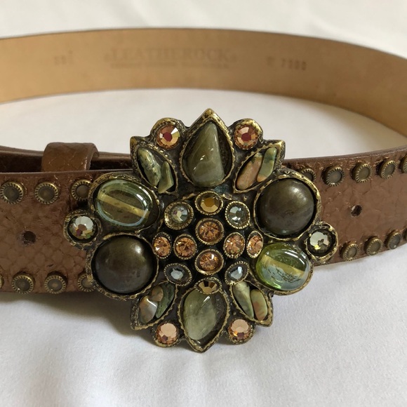 Leatherock leather jewel buckle belt size S/32 - Picture 2 of 8